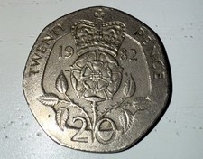 1982 20p Twenty Pence Coin, Original First Year Mint, UK