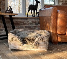 Medium Layered Weave Wicker Dog Bed Grey Kaboo