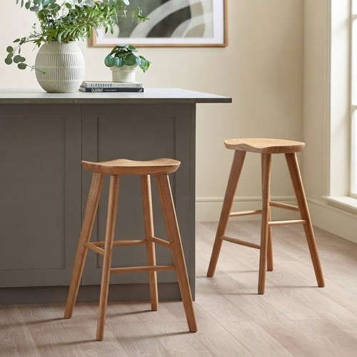Compact natural oak bar stool - compact,