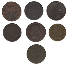 7 Mixed Tokens – Half-Penny, Gaming & Trade Pieces Bulk Lot