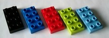 5 Lego Duplo Bricks Building Blocks Mixed Colours Olive Black 4x2 Slim Size