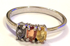 Gemporia sterling silver, citrine & topaz three stone  ring size N/O