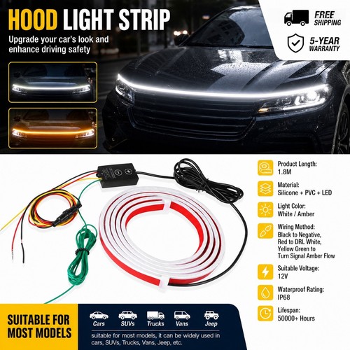Led hood light strip drl - hood,