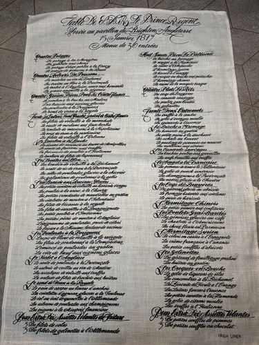 Vintage brighton pavilion - brighton, menu