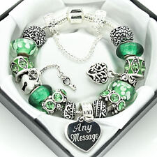 Personalised Green Bracelet FREE Engraving Birthday Jewellery Gifts FREEPOST
