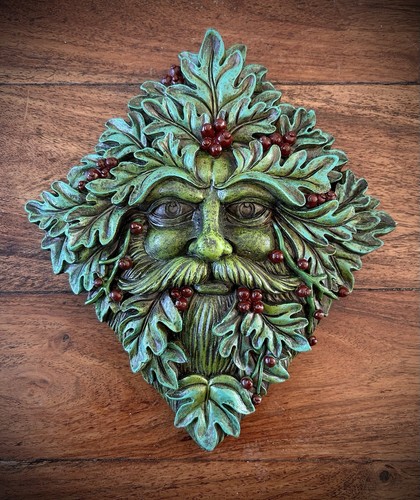Green man wall plaque - green,