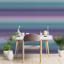 WPE® Ombre Stripe Wallpaper - Elegant Purple, Teal, and Lilac Stunning Iridescen