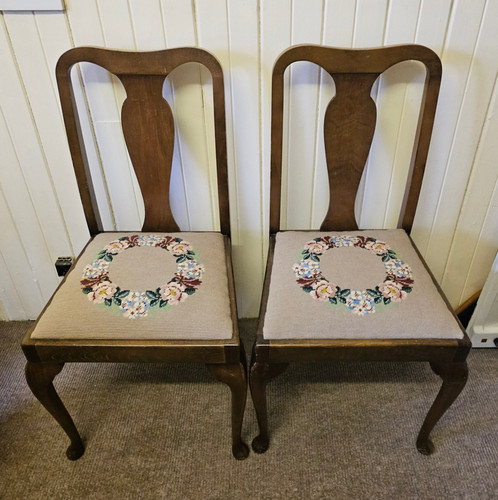 Pair vintage wood dining - pair,