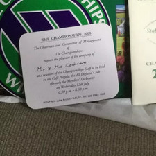 STAFF REUNION INVITATION CARD / WIMBLEDON 2000 MILLENNIUM MEMORABILIA / xv
