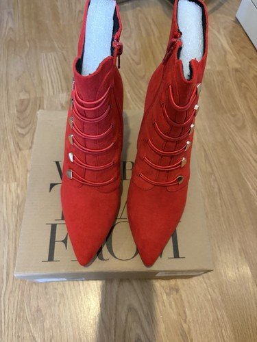 Red faux suede military - suede,