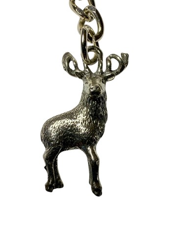 Stag silver pewter keyring - silver,