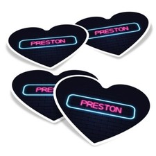 4x Heart Vinyl Stickers Neon Sign Design Preston City England #350232