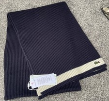Lacoste Unisex Scarf - One Size - Adult - Dark Blue With Croc - Brand New & Tags