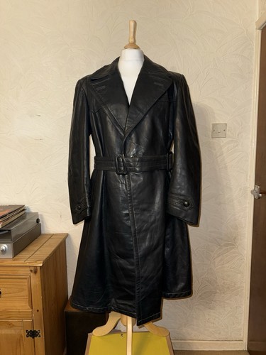 Vintage german leather trench - leather,