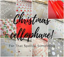 Christmas Cellophane for Present, Gift Wrapping or Hampers. CHOOSE DESIGN