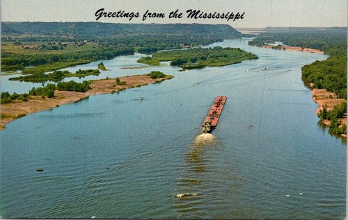Postcard aerial view river tug - view,