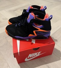 NIKE AIR TECH CHALLENGE HUARACHE - uk 9 - MENS - BLK/ATMC ORNG/ATMC VLT/CRT PRP