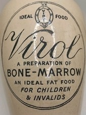 Large 22cm/9" Virol Bone Marrow Stoneware Pot/Jar | Antique c.1920s,