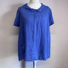 C Valentyne Linen Top One Size Blue Purple Relaxed Fit Summer Layer 100% Linen