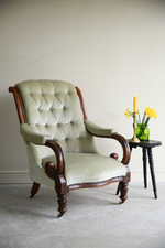 Victorian Button Back Upholstered Armchair