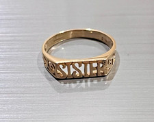 9ct Gold SISTER Ring 375 UK Fully Hallmarked. size O with small diamond.
