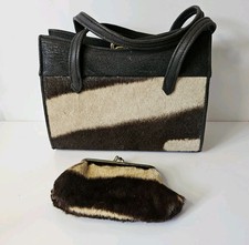 Bushman Botswana Zebra Panel Buffalo Hide Bag And Purse