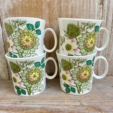 4 x Vintage John Russell Hostess Tableware HI SUMMER FLOWERS CUPS no saucers MCM