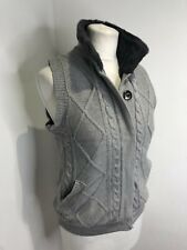 A'rthenon Fur grey real fur trimmed reversible knitted gilet waistcoat UK 8 10 V