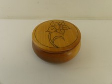 (RefJOH8) Round Daffodil wooden trinket box