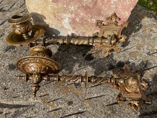 Antique Victorian Pair Brass Swing Arm Candle Sconce Light Lights Gothic c1860