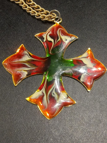 Vintage red white - red, enamel