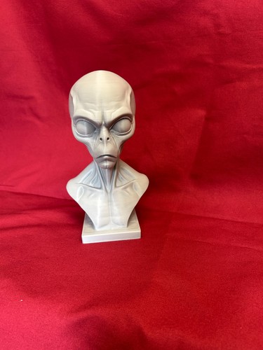 Grey alien bust 3d printed - grey,