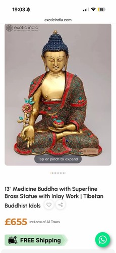 Medicine Buddha Brass Statue