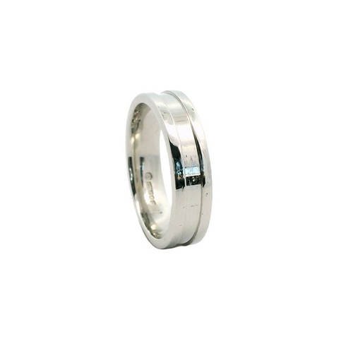 Platinum 5mm grooved wedding - grooved,