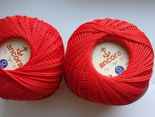 2 x 50g Coats Ancora Crochet Cotton. Red. Crochet/Textile Crafts