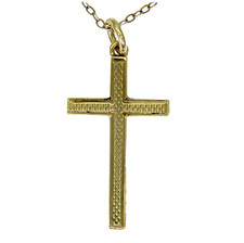 Large Reversible Cross 9ct Yellow Gold Pendant & 19" Chain