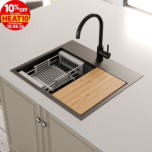 Black kitchen sink bowl - sink, 1