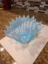 VINTAGE Fostoria Heirloom BLUE OPALESCENT Spiked  BOWL 6" T