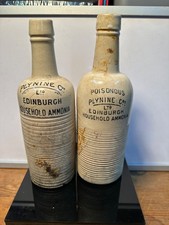 Antique Victorian Stoneware Bottles Plynine Co. Edinburgh Ammonia Poison Bottles