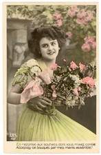 French Woman Holding A Bouquet