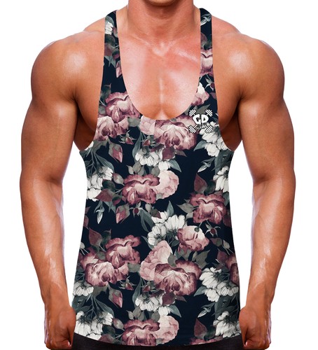 Deep floral stringer vest - floral, gym