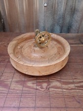 Vintage Nutcracker Bowl Hand Turned Spalted  Beech Bowl Brass Wheel Nut Cracker