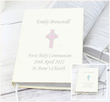 Personalised Holy Bible Cross Baptism Christening 1st Holy Communion Gift First