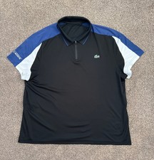 Lacoste Sport Ultra Dry Polo Shirt Mens UKXXL FR7 Short Sleeve Black Blue White 