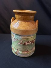 Pressingol Pottery Cornwall Churn With Farmscene Cows And Rabbits