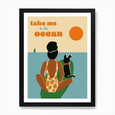 Surfer Girl Art Print Framed