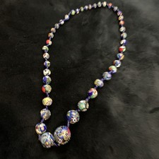 Vintage Venetian Millefiori Murano Glass Multi Colour Graduated Bead Necklace