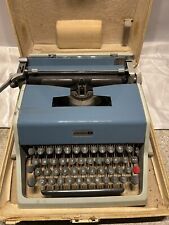 1960's Olivetti Blue Underwood 21 Portable Typewriter with Case Spares Or Repair