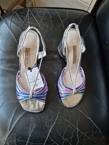 Zara silver block heels size - silver,