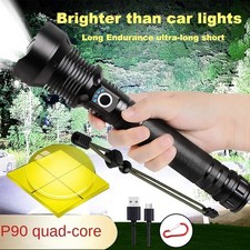 Powerful Super Bright LED 35000000LM Flashlight Torch P70 Zoomable Rechargeable